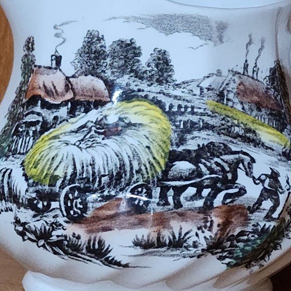 Staffordshire Yorkshire Multicolor Ironstone Creamer English farm 10oz - Picture 2 of 13